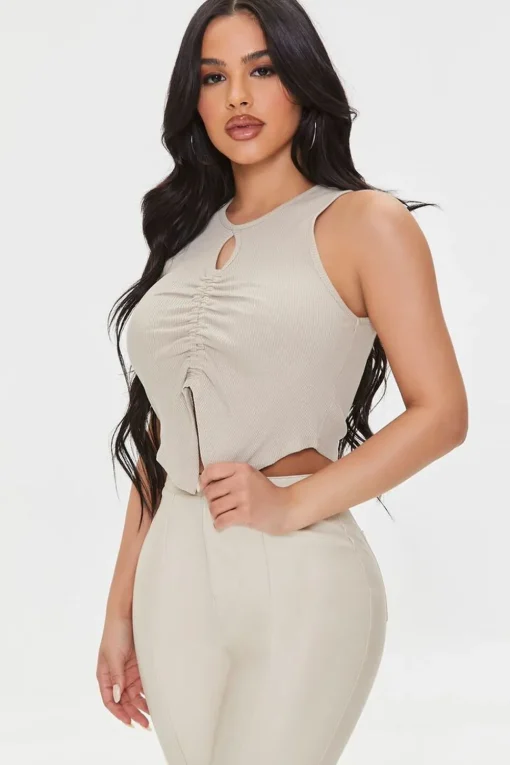 Ruched Split-Hem Tank Top