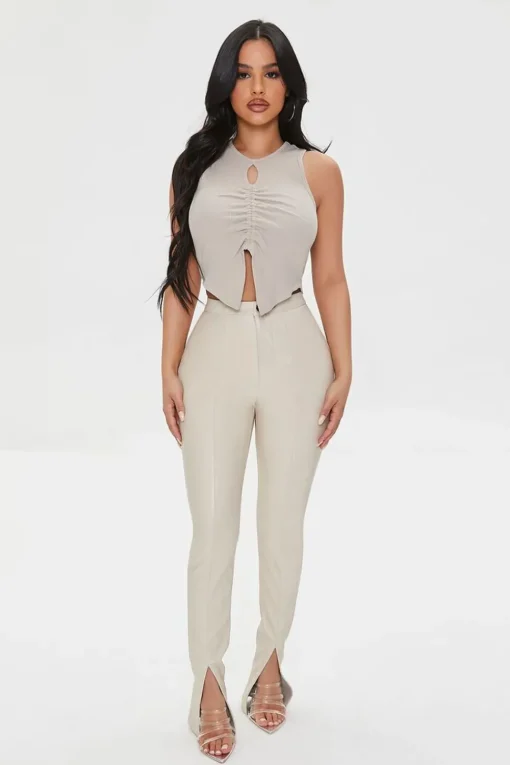 Ruched Split-Hem Tank Top
