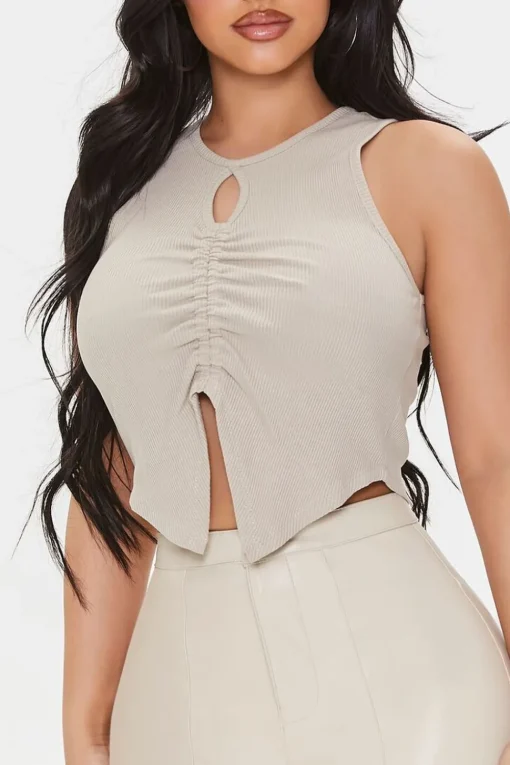 Ruched Split-Hem Tank Top