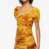Ruched Tie-Dye Mini Dress