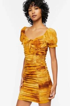 Ruched Tie-Dye Mini Dress