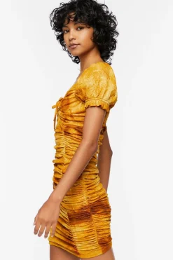 Ruched Tie-Dye Mini Dress