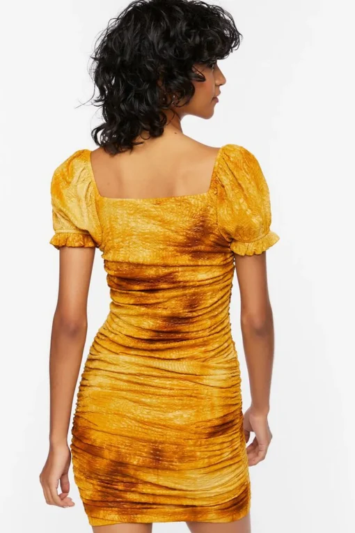 Ruched Tie-Dye Mini Dress