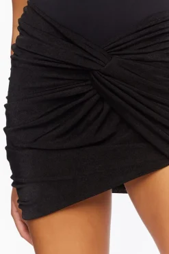 Ruched Twisted Mini Skirt