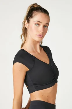 Ruched V-Neck Cutout Sports Bra