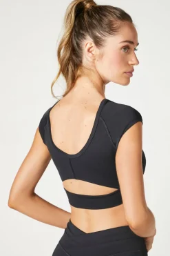 Ruched V-Neck Cutout Sports Bra