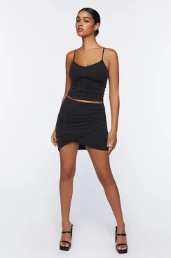 Ruched Wrap Mini Skirt