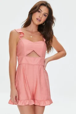 Ruffled Cutout Tie-Back Romper