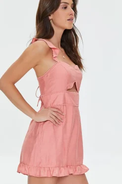 Ruffled Cutout Tie-Back Romper