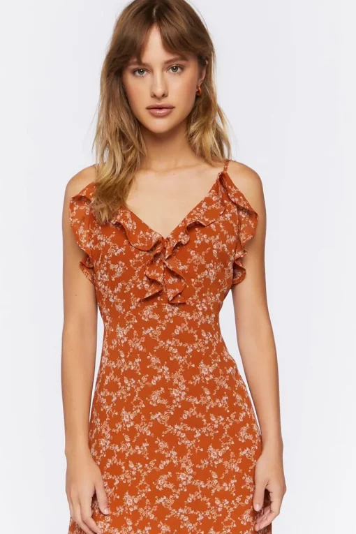 Ruffled Ditsy Floral Maxi Dress