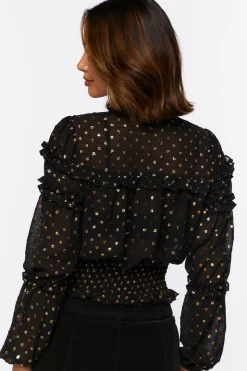 Ruffled Polka Dot Chiffon Top