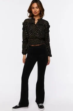 Ruffled Polka Dot Chiffon Top