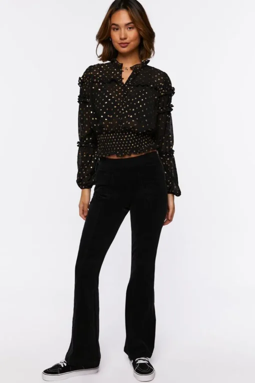 Ruffled Polka Dot Chiffon Top