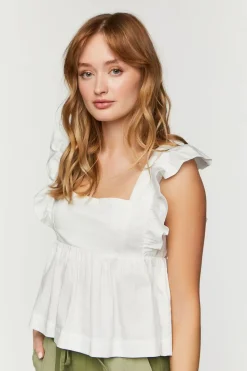 Ruffled Tie-Back Babydoll Crop Top
