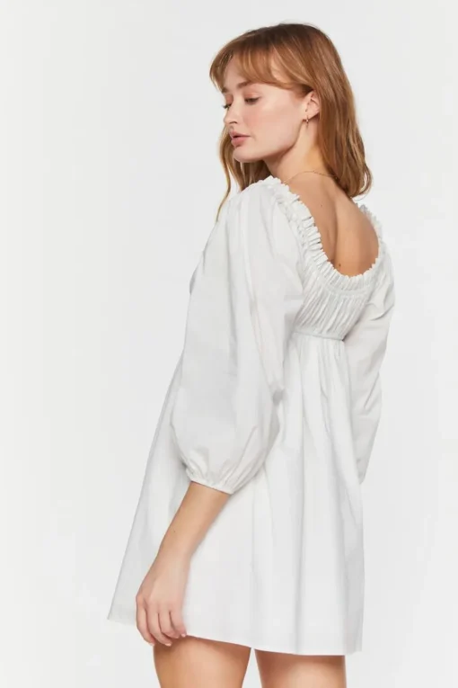 Ruffle-Trim Babydoll Mini Dress