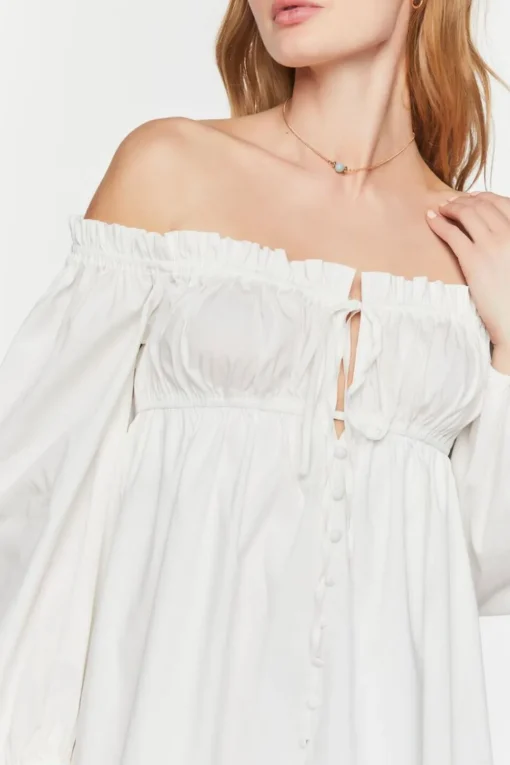 Ruffle-Trim Babydoll Mini Dress