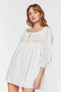 Ruffle-Trim Babydoll Mini Dress