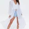Ruffle-Trim Duster Kimono