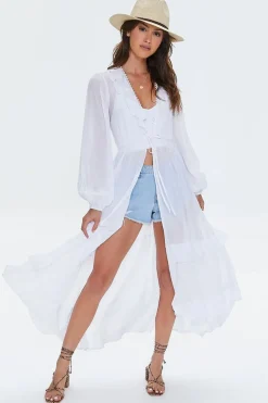 Ruffle-Trim Duster Kimono
