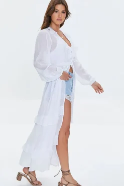 Ruffle-Trim Duster Kimono