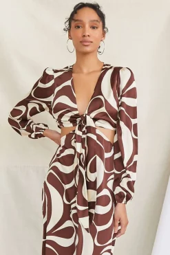 Satin Abstract Print Maxi Dress