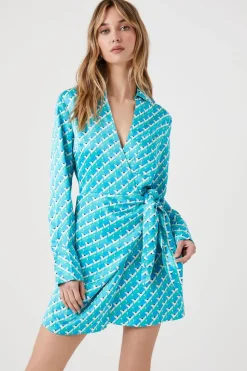 Satin Abstract Print Mini Dress