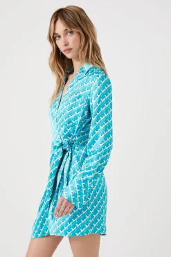 Satin Abstract Print Mini Dress