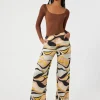 Satin Abstract Print Wide-Leg Pants