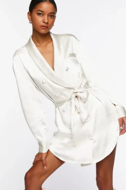 Satin Belted Blazer Mini Dress