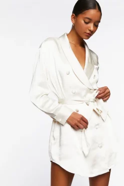 Satin Belted Blazer Mini Dress