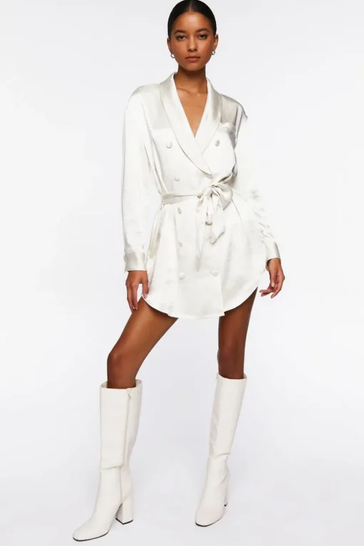 Satin Belted Blazer Mini Dress