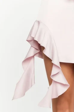 Satin Cascading Ruffle Tube Dress