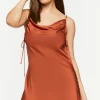 Satin Cowl Neck Mini Slip Dress