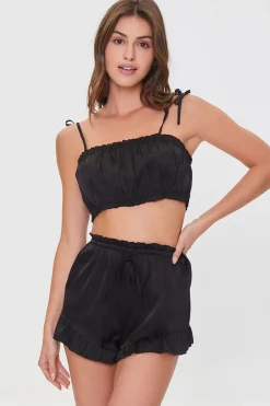 Satin Cropped Cami & Shorts Pajama Set