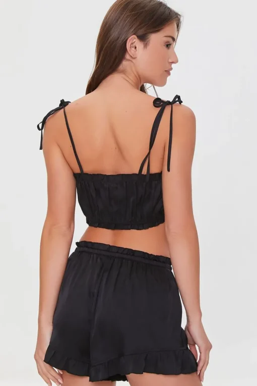 Satin Cropped Cami & Shorts Pajama Set