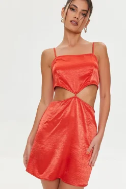 Satin Cutout Mini Dress