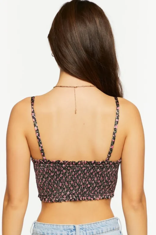 Satin Ditsy Floral Bustier Crop Top
