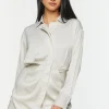 Satin Draped Shirt Dress