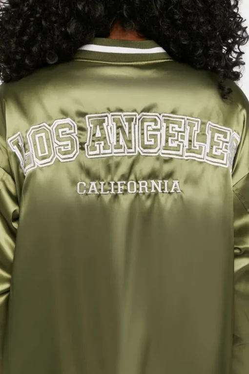 Satin Embroidered Bomber Jacket