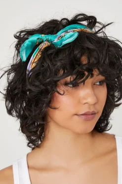 Satin Floral & Chain Print Hair Scarf