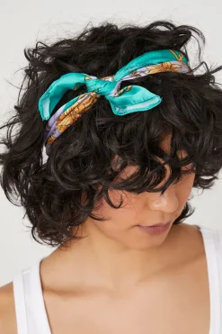 Satin Floral & Chain Print Hair Scarf