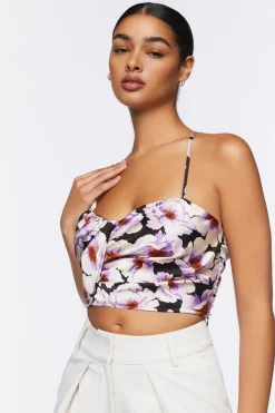 Satin Floral Cropped Cami