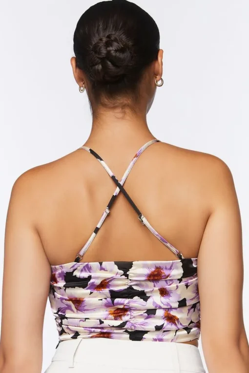 Satin Floral Cropped Cami