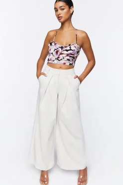 Satin Floral Cropped Cami