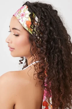 Satin Floral Print Headwrap