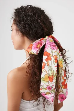 Satin Floral Print Headwrap