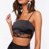 Satin Floral Sequin-Trim Bralette