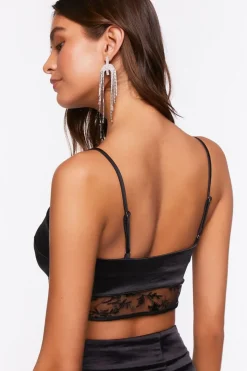 Satin Floral Sequin-Trim Bralette