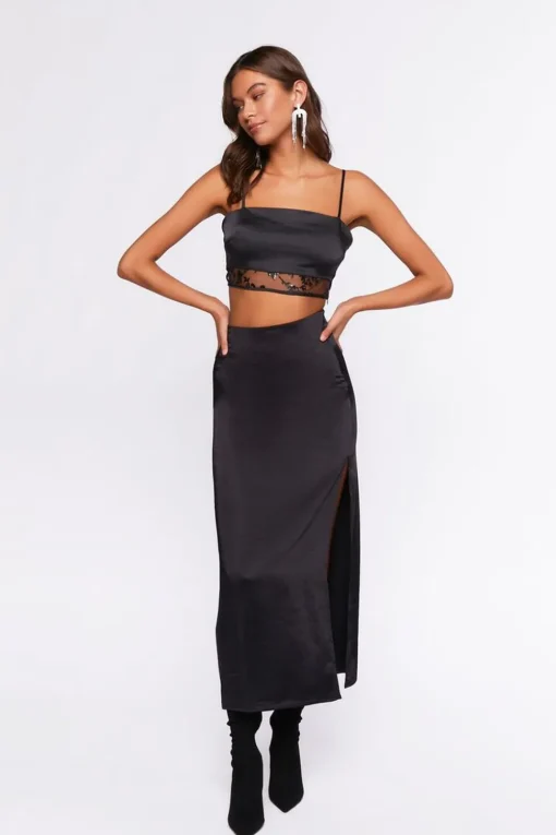 Satin Floral Sequin-Trim Bralette