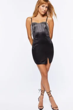 Satin Fringe Mini Dress